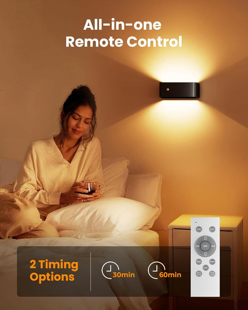 Set 8000mAh Closet Motion Sensor Wall Sconce Indoor with Remote Control Wall Light LED Wall Sconces of Two Rechargeable