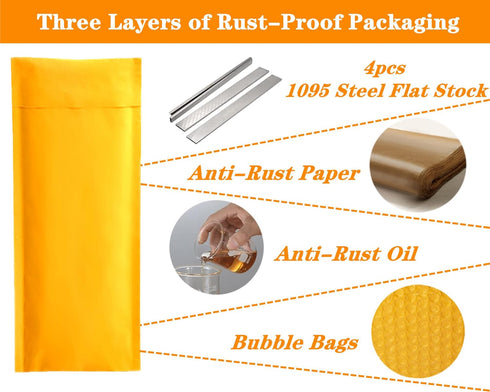 1095 Steel Flat Stock for Knife Making, High Carbon Steel Flat Bars, 12"x1.5"x0.12", 4 Pack