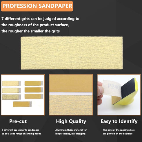 Micro Detail Sander with 70PCS Sandpaper, 3.5”x 1” Micro Sanding Tools for Small Projects, Crafts, and Wood Polish