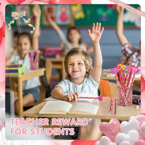 Valentine's Day Pencils, 60 Pieces Assorted with Giant Eraser, Valentine's Party Favors, 12 Styles