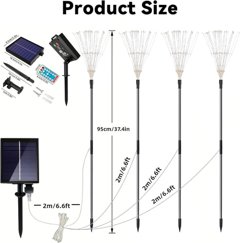 4 Pack 480 8 Solar Garden Lights Outdoor Waterproof, Total LED Solar Starburst Sparkler Lights Decorative with Lighting