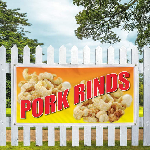 Fastasticdeals 4 Grommets 24x36Inches Vinyl Banner Multiple Sizes Pork Rinds Restaurant Cafe Bar A Restaurant & Food