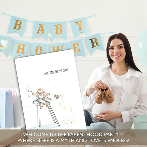5x7 Gooji Baby Shower Card - Funny Highchair Greeting for New Parents - Perfect with Baby Shower Wrapping Paper