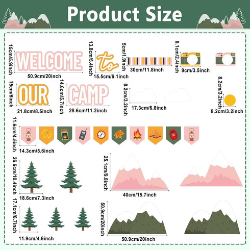 Camping Bulletin Board Set Welcome to Our Camp Summer Classroom Decorations Border Adventure DIY Photo Craft Camper Cutouts for Students School kindergarten Classroom Office Wall Decor Party Supplies by Naozinebi