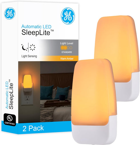 GE Sleeplite Night Lights Plug Into Wall, Dusk to Dawn Sensor, Ambient