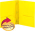 Smead Poly Two-Pocket Folder, Letter Size, Yellow, 3 per Pack, with Three-Hole Punch Prong Fasteners
