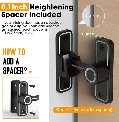 Sliding Barn Door Lock Hardware, 90 Degree Locks for Barn Doors, Flip Gate Latches for Outdoor and Garage Use