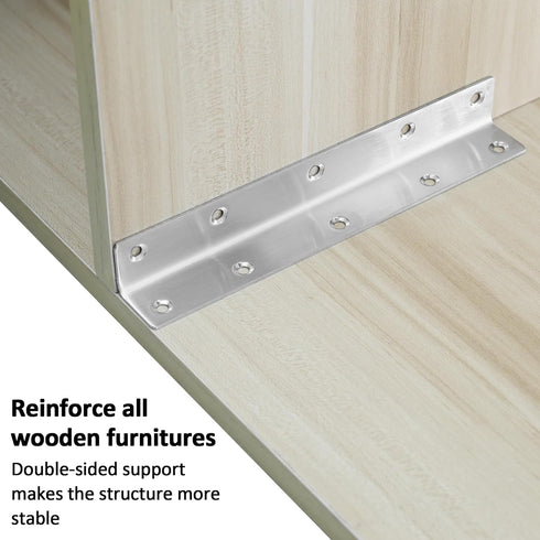 4 Pack 8" Wood,200mm L Bracket, Heavy Duty Corner Brace, Shelf Bracket Angle Bracket for Shelves, Polished Silver