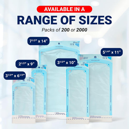 7.5" 14" 200 Count Arrigo Self-Sealing Sterilization Pouches x Autoclave Bags with Internal & Dual (Int/Ext) Indicators