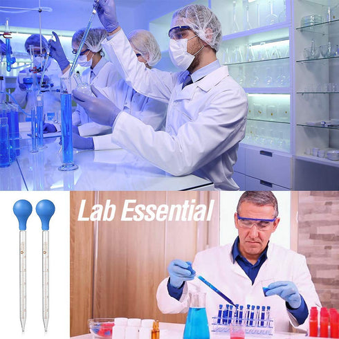 4Pcs 10ml Glass Graduated Dropper Pipette for Liquid Essential Oil with Rubber Cap and 2Pcs Cleaning Brush