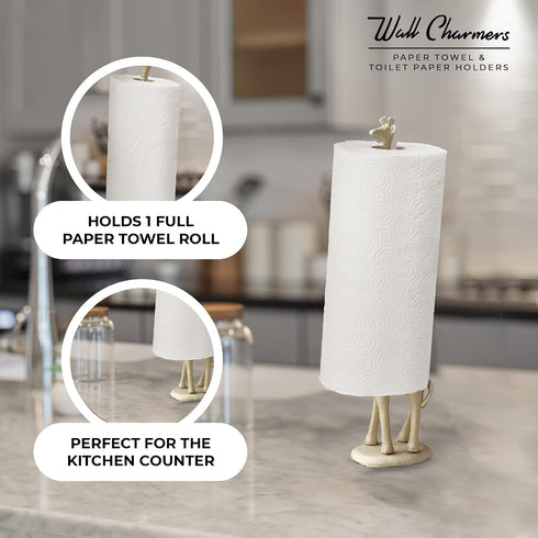 Countertop, WallCharmers Gold Paper Towel Holder, Metal Toilet or Kitchen Paper Holder for Floor or Gold Giraffe
