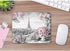 oFloral Eiffel Tower Gaming Mouse Pad, Paris Gentle City Gray Oil Paint with Pink Rose Flowers, 7.9X9.5 Inch