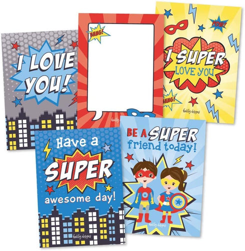 Lunch Box Notes for Kids – 25 Motivational Cards for Boys, Superhero Lunch Box Notes with Positive Affirmations