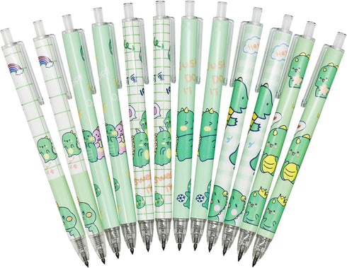 Maydahui 12Pcs Cute Dinosaur Eternal Pencils, Retractable Magic Pencils for Students, Teachers, Office Supplies