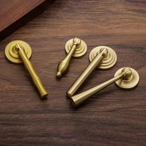 Aoleegatt Hole(04-Single 25mm Pull Ring Solid Brass Furniture Drop Handles Golden Rotatable Round Bedside Drawers