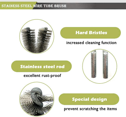 6pcs Pipe Cleaning Brush Set, Stainless Steel Bristles for Auto Parts, Bottles, Guns, Tubes, Etc. (1" 25mm)