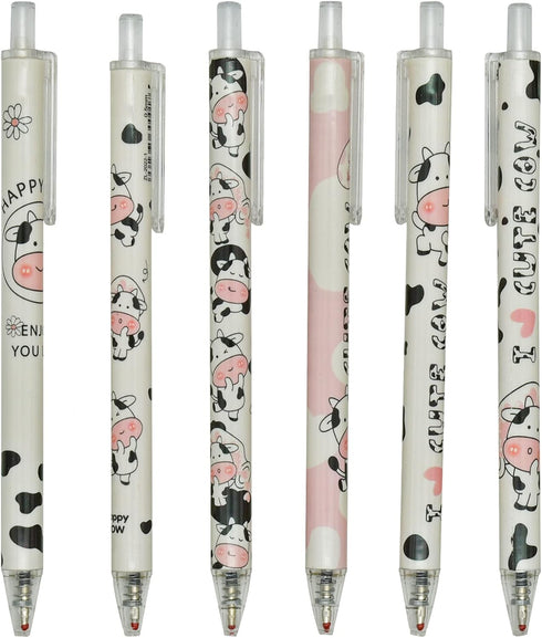 Maydahui 12PCS Cute Milk Cow Gel Pen - Cartoon Animal Pens - Black Ink for Office School Supply