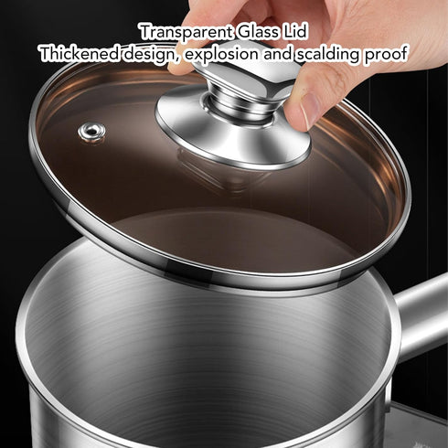 Jwthee 304 Stainless Steel Oil Filter Pot, Large Capacity Bacon Grease Container, Small Deep Fryer with Lid and Oil