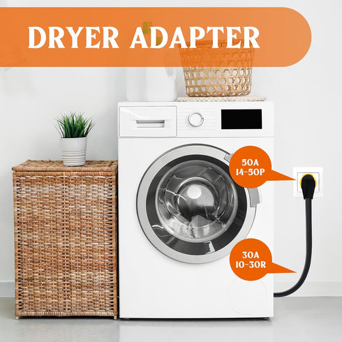4 Prong to 3 Prong Dryer Adapter, NEMA 14-50P to 10-30R, 50Amp RV Male to Dryer Female Adapter
