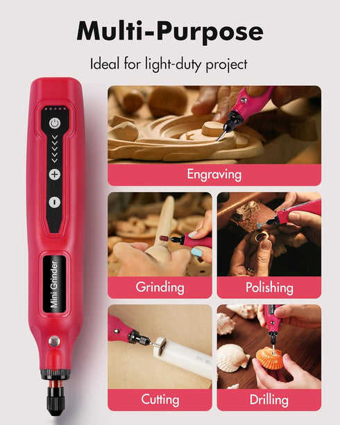 Set 64Pcs 5 5000-18000rpm 3.7V Cordless Mini Rotary Tool - Accessories Speed Multi-Purpose Mini Electric Grinder Kit
