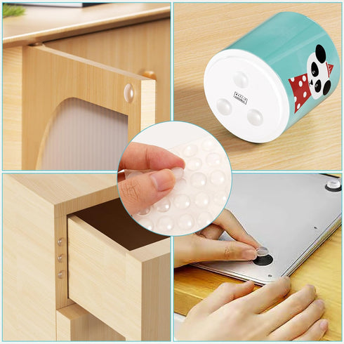Door Stoppers for Wall, 1.65" Set of 8Pcs, Door Knob Wall Protector and 90pcs Cabinet Door Bumper Clear