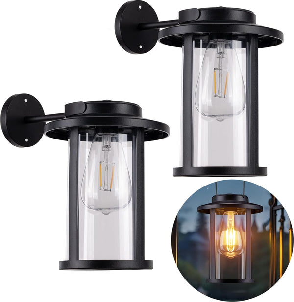 pearlstar Solar Wall Lights Outdoor Lanterns,2 Pack Waterproof Solar Wall Sconce Light