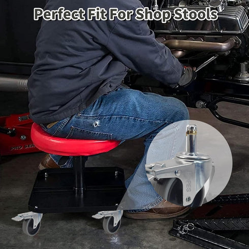 Set 4, 7/16 19/32 (7/16inch-brake, 3inch-440lbs) HOPES Utility Cart Caster Wheels of Rubber Swivel Casters with Grip