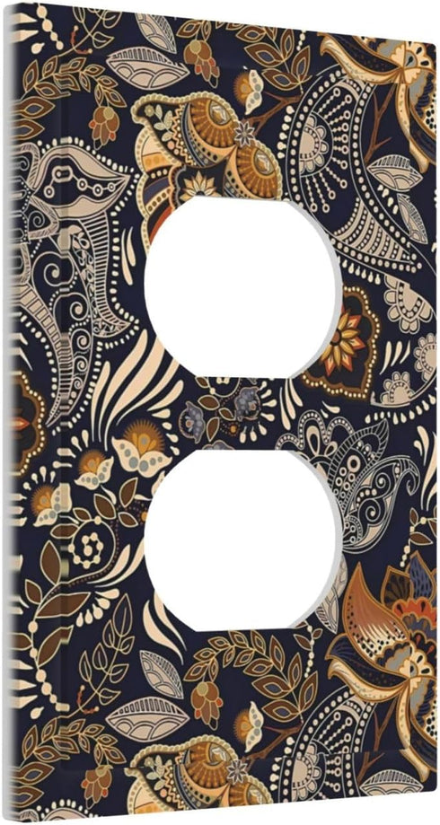 1 Outlet Covers Paisley Pattern Flower Cashew Flower Plant Gang Duplex Electrical Receptacle Faceplate Light Switch