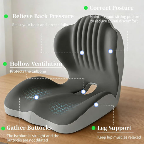 JNHEST Tailbone Ergonomic Seat Cushion, L-Shaped Memory Foam Orthopedic Seat Cushion with Coccyx Hollow Design, Lumbar