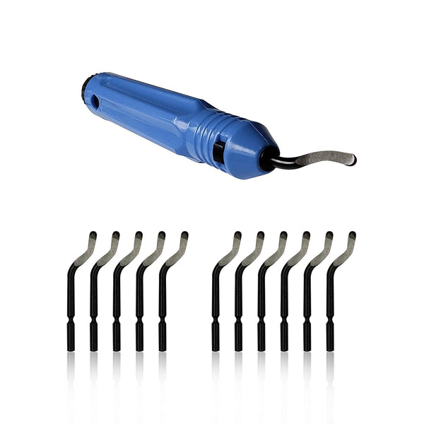 Deburring Tool Kit with Anti-Slip Handle, Pack of 10 BS1010 Deburring Blades for Various Materials