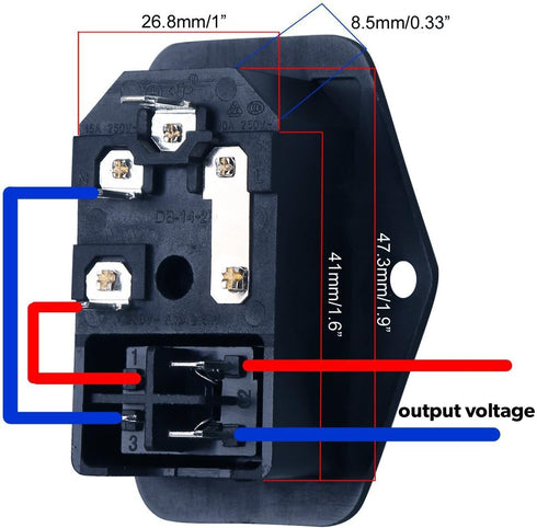 URBEST Male Power Socket 10A 250V Inlet Module Plug, 5A Fuse Switch with 7Pcs Female 16-14 AWG Wiring Terminals