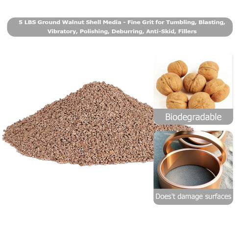 10-18 (5 LBS/2.3 Fine Grit Natural Walnut Shell Media KG) - Tumbling, Blasting Abrasive for Metal, Jewelry, Wood