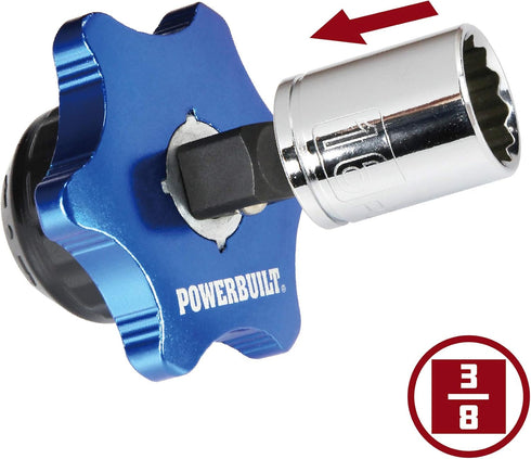 Powerbuilt 3/8 Inch Drive Palm Ratchet Handle, Finger Ratchet, Stubby Thumb Ratchet 2-in-1