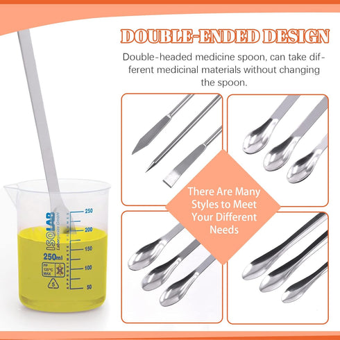 Tanstic 23Pcs Stainless Steel Lab Spatula Micro Scoop Set, Includes 22pcs Laboratory Tiny Mixing Tools