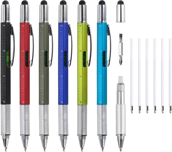 MECCANIXITY 48pcs 6 in 1 Multitool Tech Tool Pen Gifts for Men with Ruler, Screwdriver, Ballpoint Pen, Stylus, Level