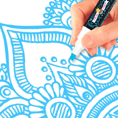 CHALKY CROWN Liquid Chalk Marker Pen, Dry Erase Marker for Chalkboard Signs, Windows, Glass (6mm Reversible Tip, Blue,