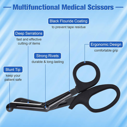 6 Pack Set, 2 6'' 3 Enhon Nurse Tools Rechargeable Pen Light with Two LED Sources and Pupil Gauge, One Medical Scissors