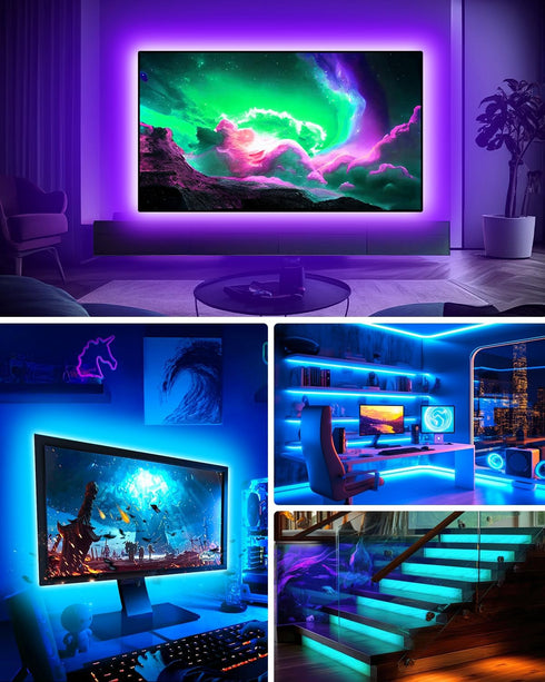 Daymeet LED Lights for 40-65 inch TV, 13.1ft USB Powered RGB LED Backlight with Remote and Music Sync Control