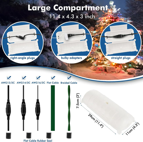 RESTMO Outdoor IP44 Waterproof Connection Box, Weatherproof Electrical Extension Cord Cover for Holiday Decorations