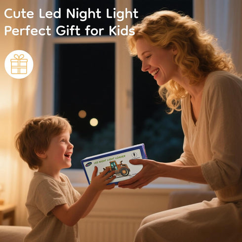 3+ Night Light for Kids, Wooden Loader with Led Night Light, Nursery Nightlight for Toddler Ages Boys and Girls, Cute