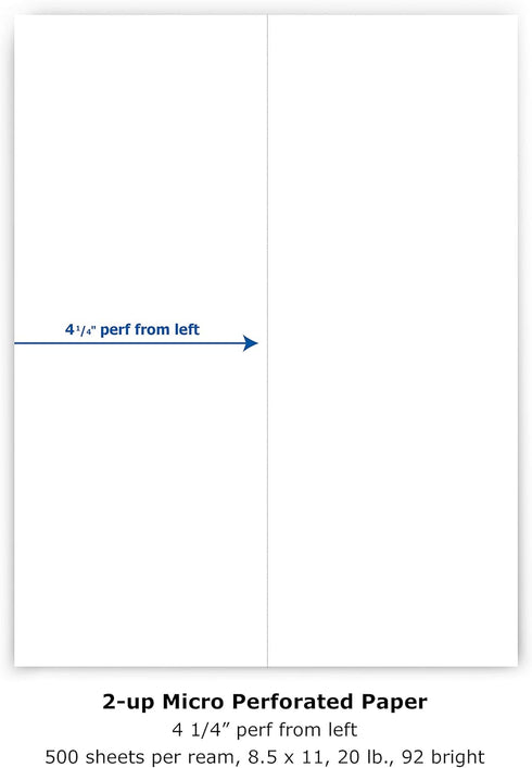 PrintWorks Professional Perforated Paper for Menus, 8.5 x 11, 20 lb, 500 Sheets, White (04339)