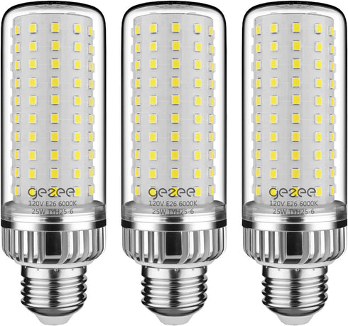 25W LED Light Bulb, 200 Watt Equivalent, E26 LED Lamp, 2500 Lumens Daylight-White 6000K, 3-Pack