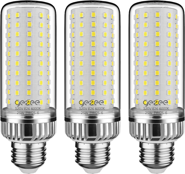25W LED Light Bulb, 200 Watt Equivalent, E26 LED Lamp, 2500 Lumens Daylight-White 6000K, 3-Pack