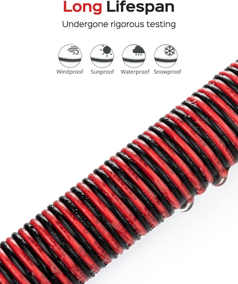 18AWG 2 Wire Electrical Cord, JACKYLED 2 Conductor 10M/32.8ft Wire for LED Strips, 12V/24V DC Cable