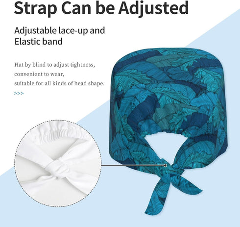 Mushrooms Snails Butterflies Breathable Scrub Hat for Nurses & Doctors Adjustable Working Cap with Moisture-Wicking