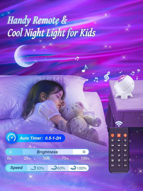 Projector,300+Lighting Bedroom,15 Northern Lights Modes Galaxy Projector for White Noise&Bluetooth Galaxy Projector