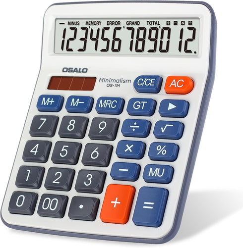 Desktop Calculator, Extra Large 5-Inch Clear LCD Display, 12-Digit Big Number Button, Auto Sleep Function