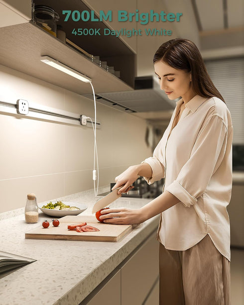 16 Inch Counter Lighting,4500K 700LM ASOKO Under Cabinet Lights,Plug and Play Under Daylight White with Bright,ETL