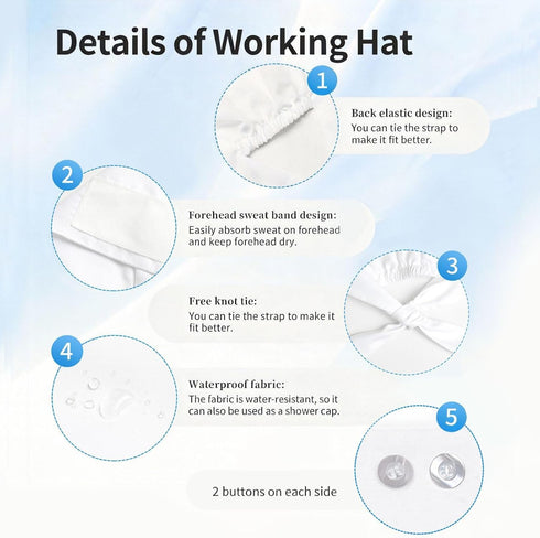 Nurse Scrub Cap Men Women with Buttons - Cute Cartoon Cauliflower B Print Soft Comfy Surgical Cap, Adjustable Tie Back