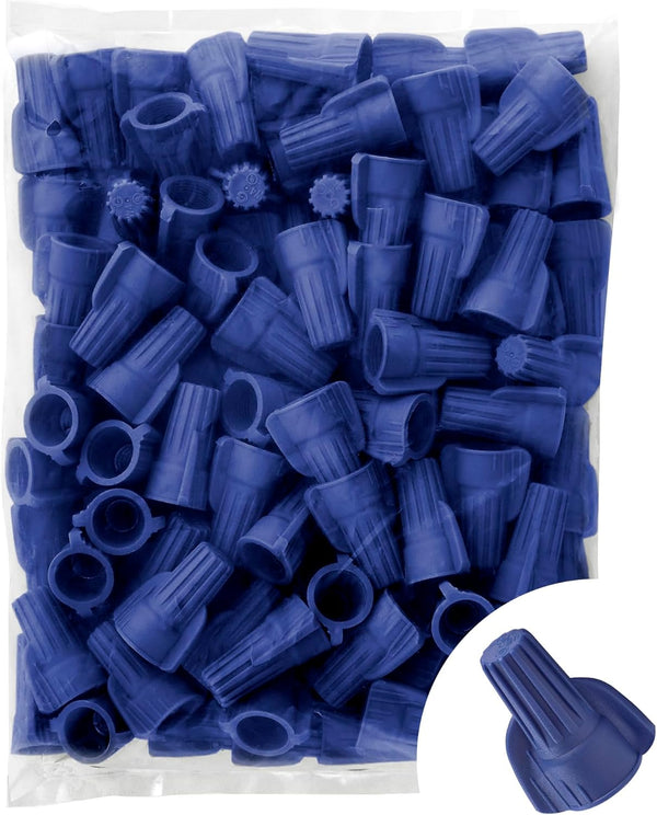 Maxxima 100 Pack Blue Electrical Winged Wire Connector Screw Terminal, UL Listed, Ideal for Home Lighting Projects